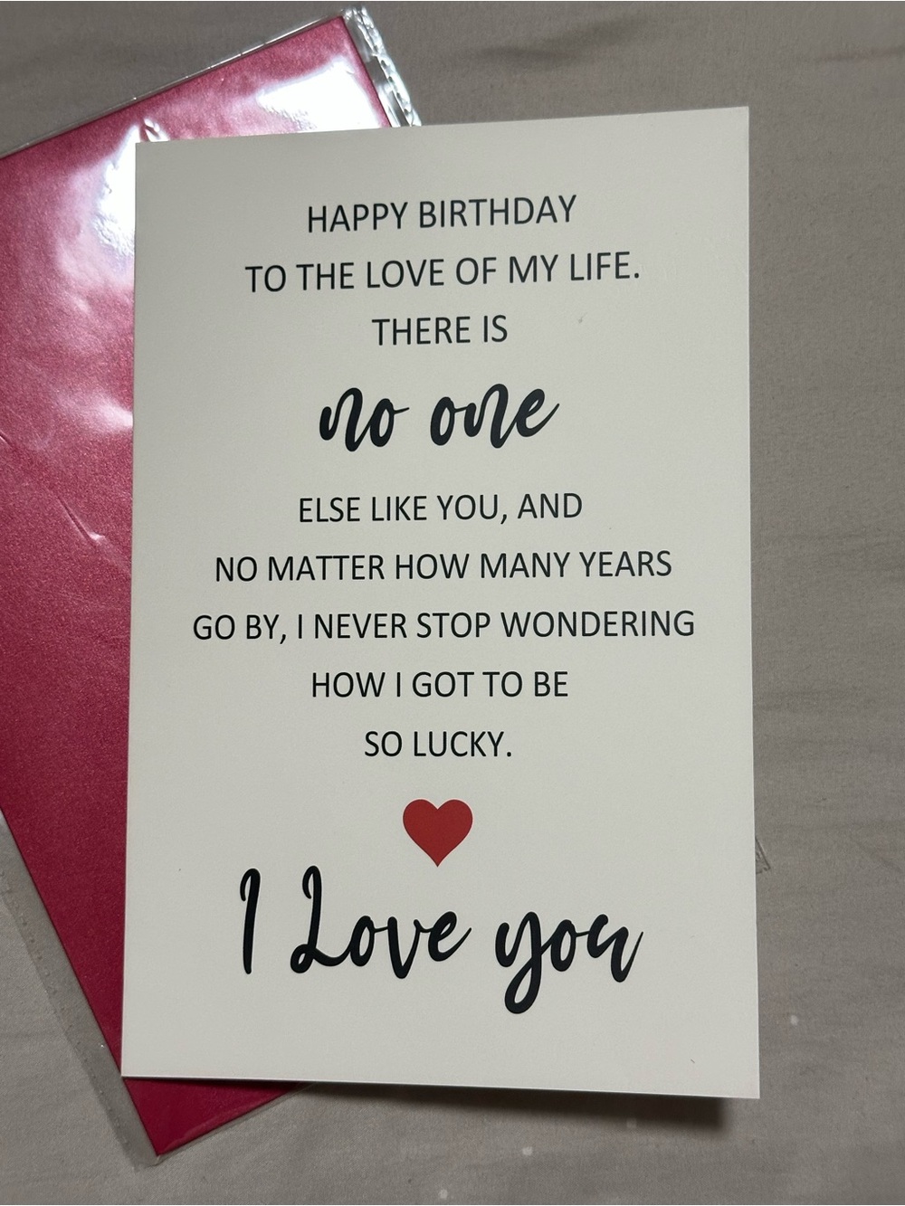 Romantic Birthday Card Love of My Life with Red Envelope
